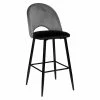 Tabouret De Bar Kara Velours Gris Atmosphera -Ledepot Mobilier Magasin tabouret de bar kara velours gris atmosphera