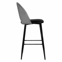 Tabouret De Bar Kara Velours Gris Atmosphera -Ledepot Mobilier Magasin tabouret de bar kara velours gris atmosphera 1 3