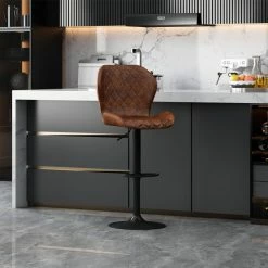 Tabouret De Bar Malaga PU Cognac -Ledepot Mobilier Magasin tabouret de bar malaga pu cognac 1