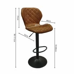 Tabouret De Bar Malaga PU Cognac -Ledepot Mobilier Magasin tabouret de bar malaga pu cognac 3