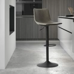 Tabouret De Bar Réglable Trevi PU Gris -Ledepot Mobilier Magasin tabouret de bar reglable trevi pu gris 1 2