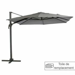 Toile Rempl. Rectangulaire En Oléfine Anthracite Eléa Hespéride