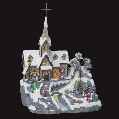 Village De Noël Animé Et Lumineux Modèle église