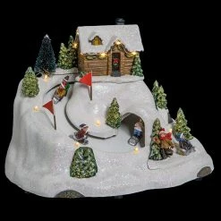Village De Noël Piste De Luge Animé Et Lumineux