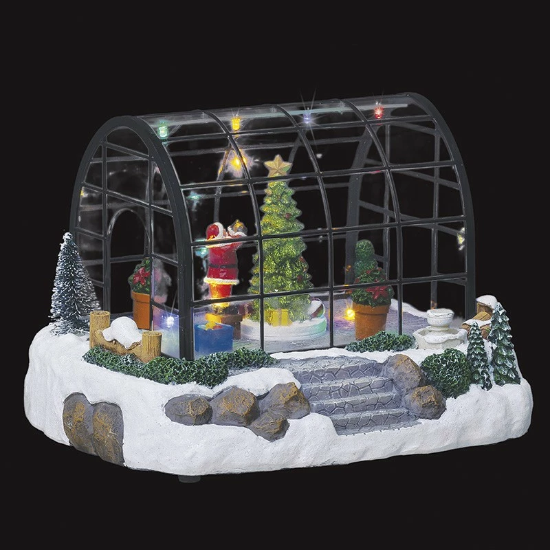 Village De Noël Serre Du Père-Noël Lumineux Animé 2 Village De Noël Serre Du Père-Noël Lumineux Animé