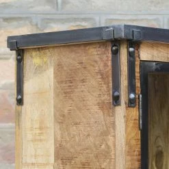 Vitrine 2 Portes Bois De Manguier Et Métal -Ledepot Mobilier Magasin vitrine 2 portes bois de manguier et metal 1 4