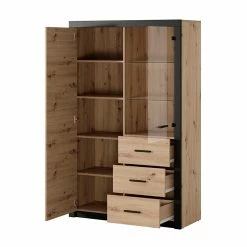 Vitrine 2 Portes Naturel Et Noir Brussel 8 Vitrine 2 Portes Naturel Et Noir Brussel -Ledepot Mobilier Magasin vitrine 2 portes naturel et noir bruges 2