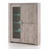 Vitrine 3 Portes LED Coloris Bois Clair Warschau -Ledepot Mobilier Magasin vitrine 3 portes led coloris bois clair warschau