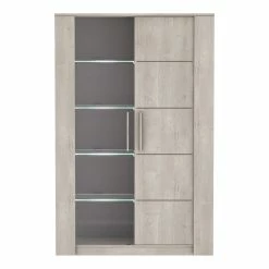 Demeyere Vitrine LED 2 Portes CANNES Chêne Champagne/béton Clair -Ledepot Mobilier Magasin vitrine led 2 portes cannes chene champagne beton clair 2