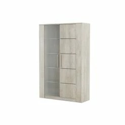 Demeyere Vitrine LED 2 Portes CANNES Chêne Champagne/béton Clair -Ledepot Mobilier Magasin vitrine led 2 portes cannes chene champagne beton clair 4