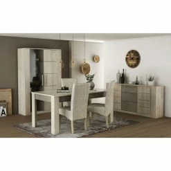 Demeyere Vitrine LED 2 Portes CANNES Chêne Champagne/béton Clair -Ledepot Mobilier Magasin vitrine led 2 portes cannes chene champagne beton clair 5